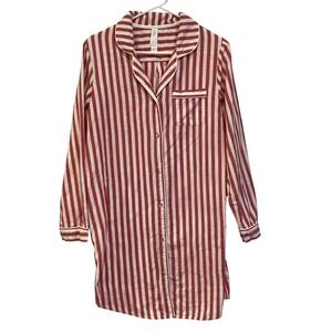 Stars‎ Above Red White Striped Cotton Nightshirt Sleep Viral Rare - Medium